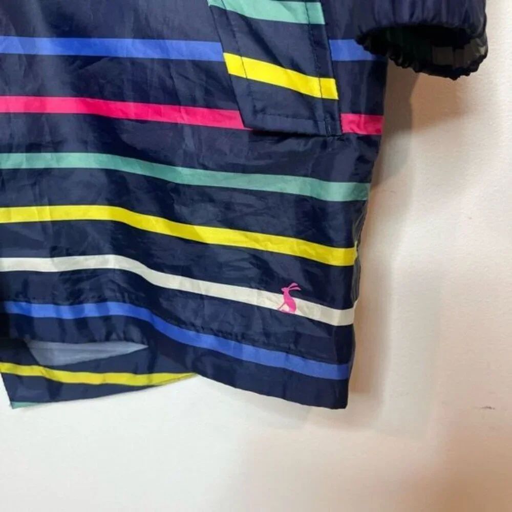 3/$80 🌈— Joules Navy Multi-Stripe Hooded Raincoat - Picture 4 of 14